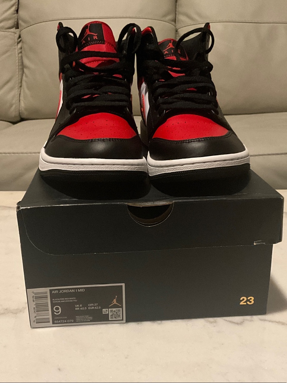 Jordan Air Jordan 1 Mid - Black/Red/White Men's Sneakers